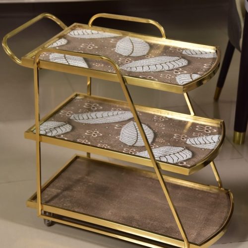Tea Trolley Stainless Steel (Golden)