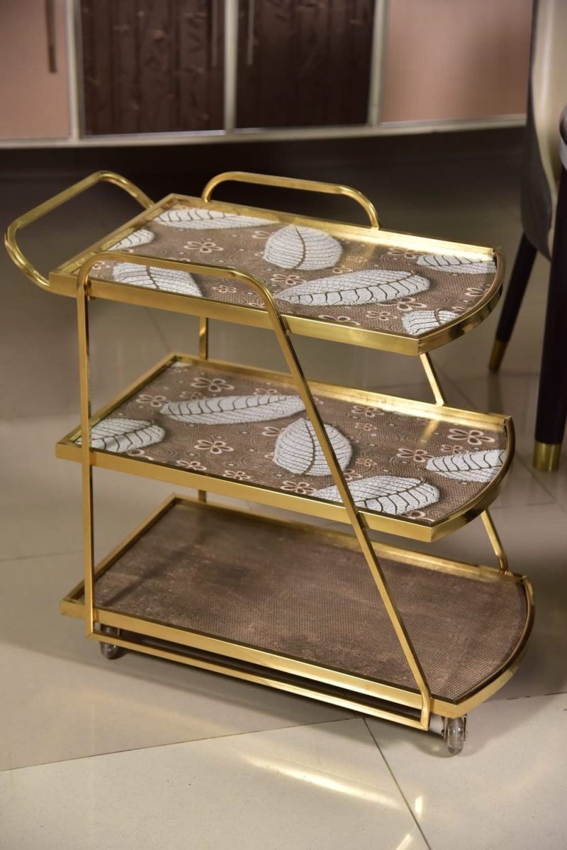 Tea Trolley Stainless Steel (Golden)